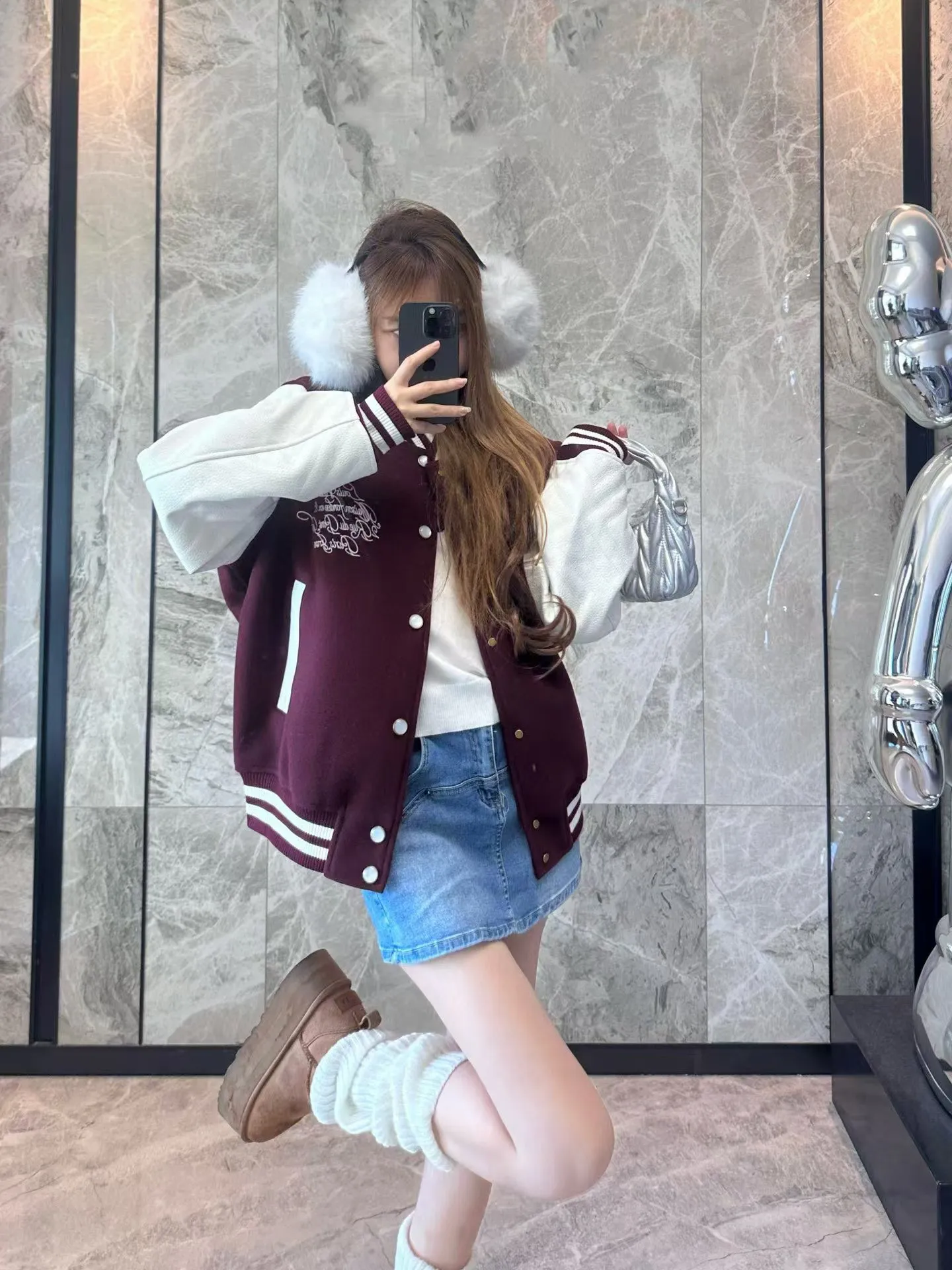 Louis Vuitton 24Fw embroidered logo jersey baseball jacket